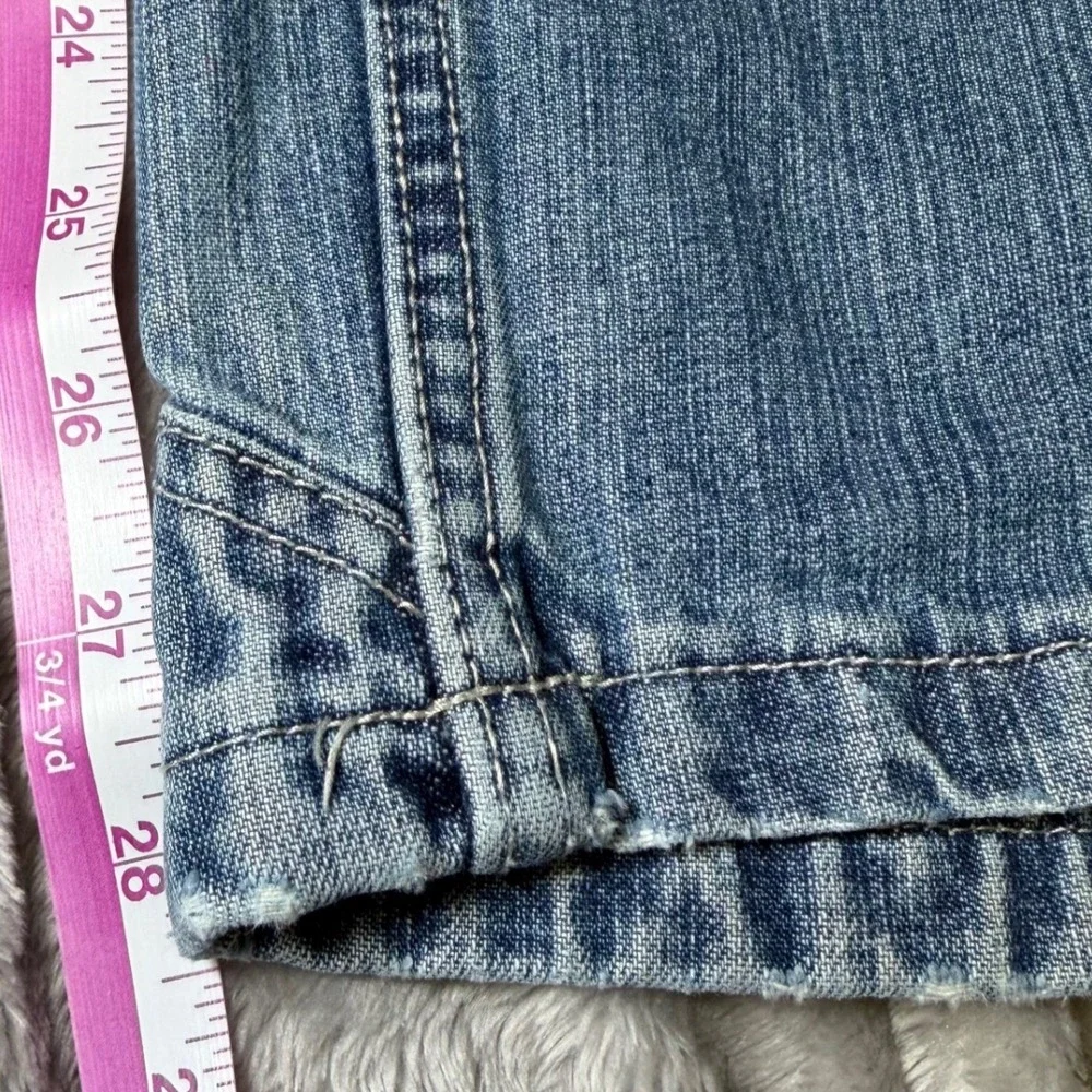 Vintage Old Navy Girls Size 16 Wide Leg Cargo Jeans Blue Denim Y2K Baggy Utility